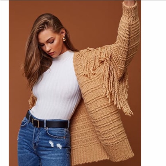 Forever 21 Sweaters - Forever 21 Chunky Knit Open Boho Fringe Cardigan